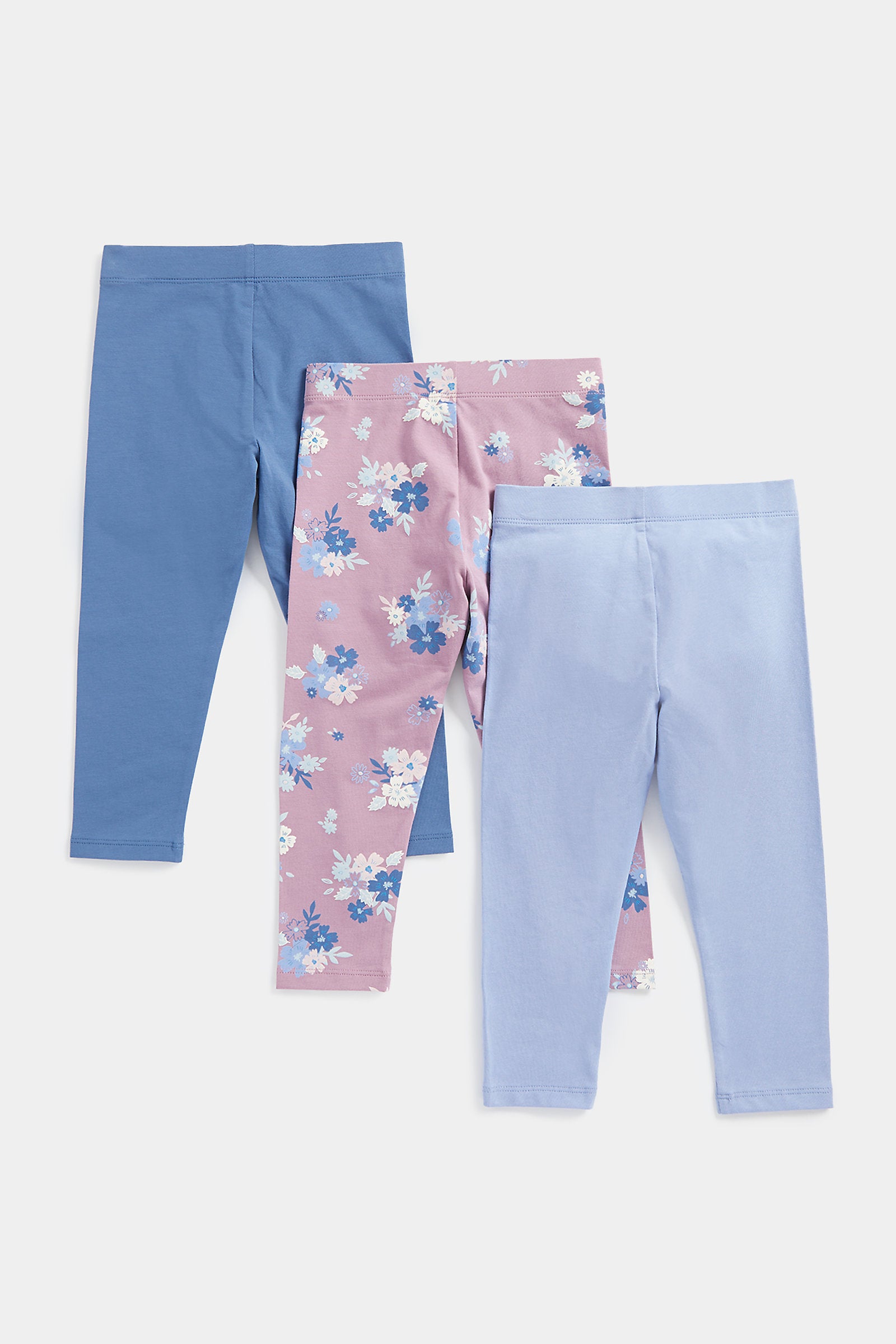 Mothercare Blue and Floral Leggings - 3 Pack