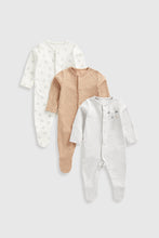 Load image into Gallery viewer, Mothercare Bear Baby Sleepsuits - 3 Pack
