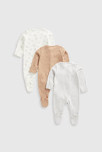 Load image into Gallery viewer, Mothercare Bear Baby Sleepsuits - 3 Pack
