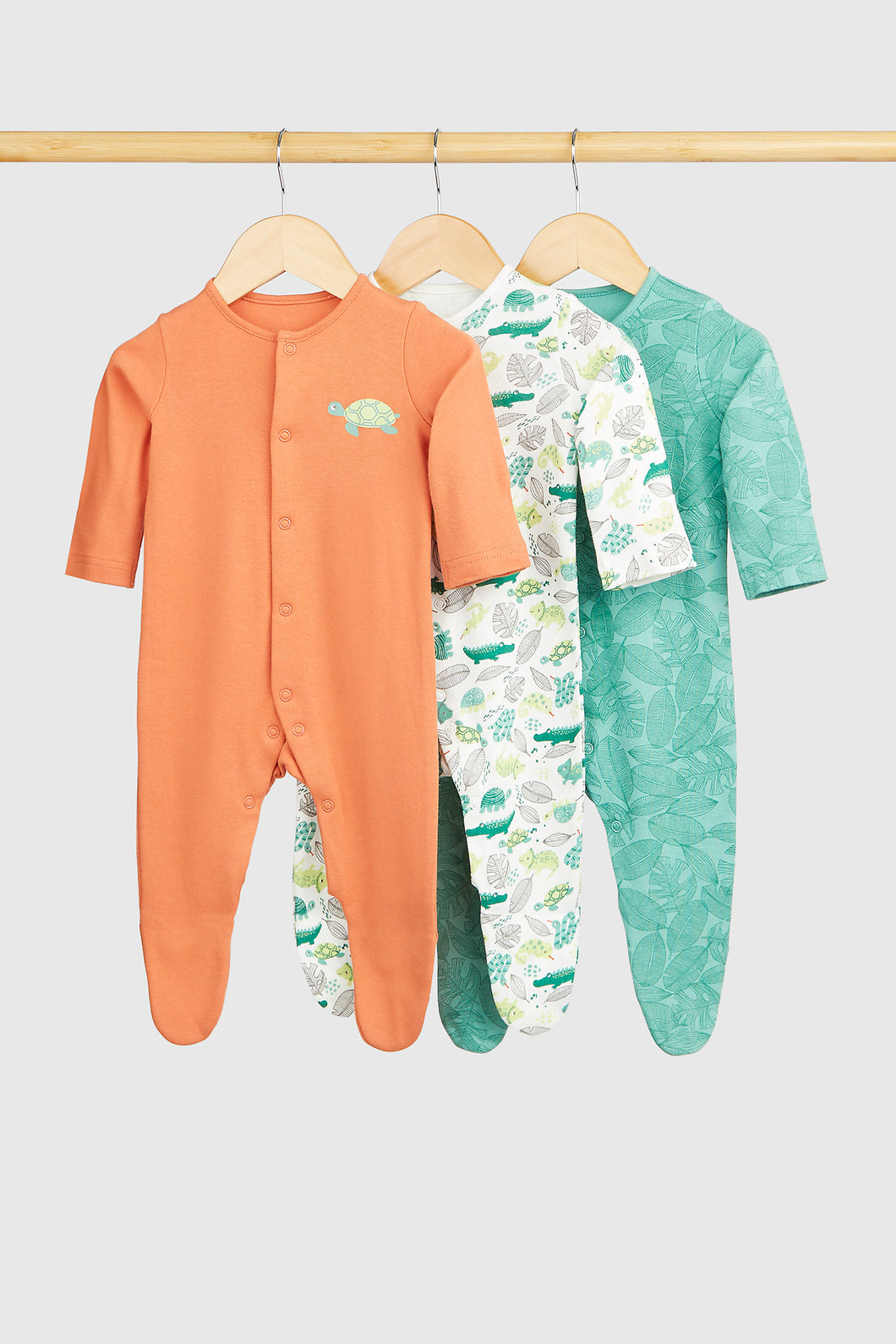 Mothercare Reptiles Baby Sleepsuits - 3 Pack