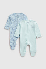 Load image into Gallery viewer, Mothercare Safari Zip-Up Baby Sleepsuits - 2 Pack
