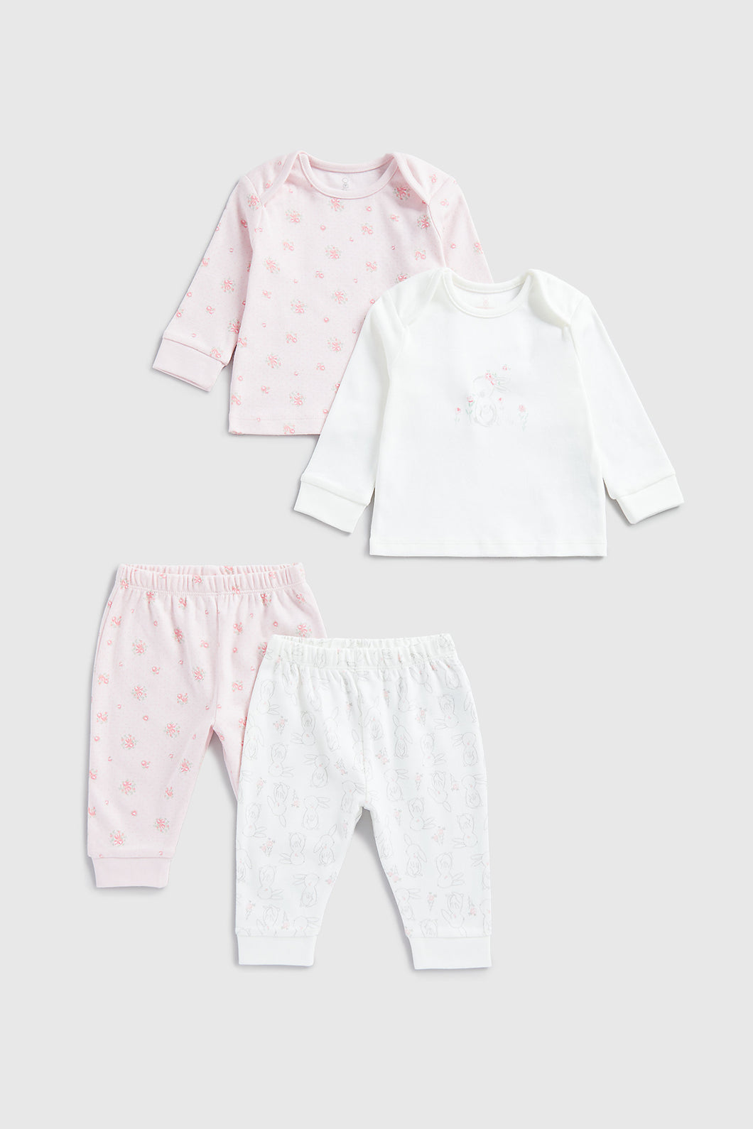 Mothercare Floral Bunny Baby Pyjamas - 2 Pack