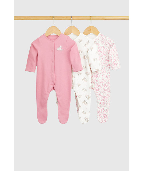 Mothercare Zebra Baby Sleepsuits - 3 Pack