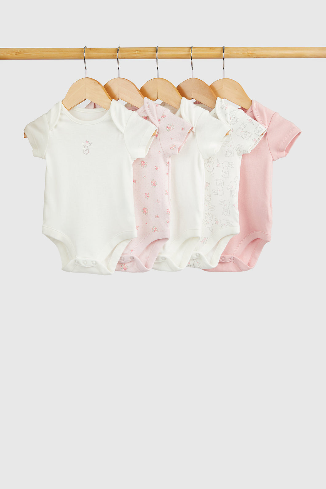 Mothercare Floral Bunny Short-Sleeved Bodysuits - 5 Pack