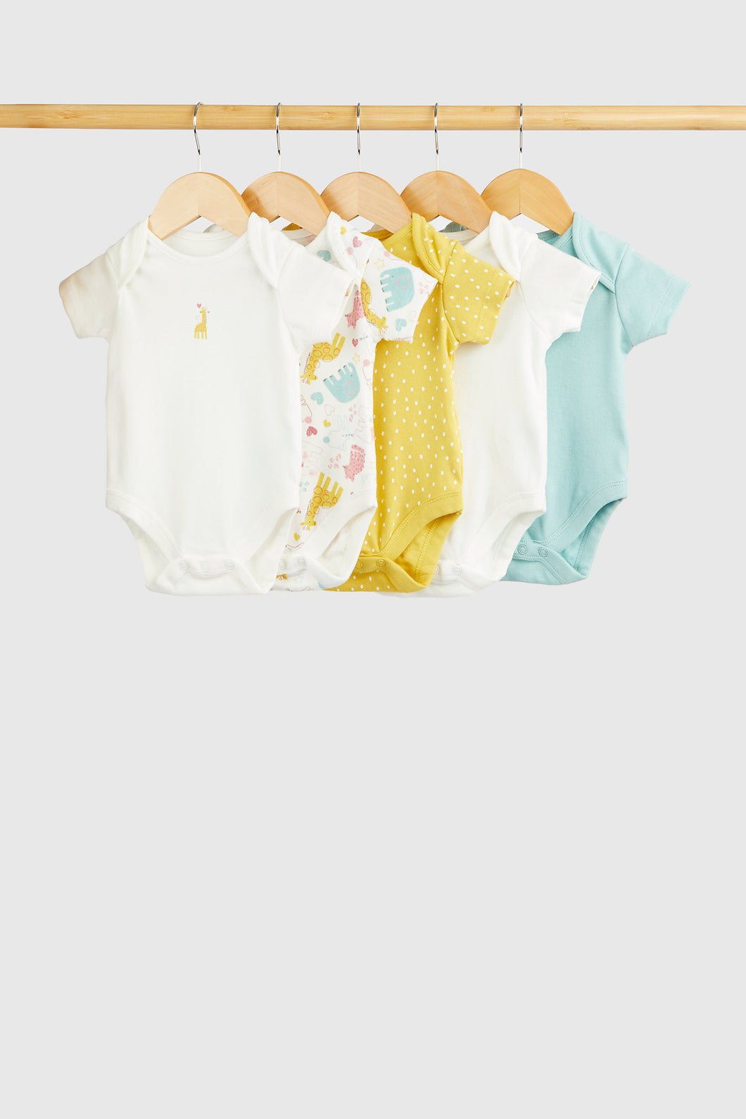 Mothercare Safari Short-Sleeved Bodysuits - 5 Pack