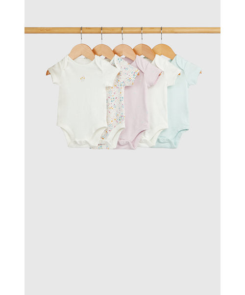 Mothercare Wild Flowers Short-Sleeved Bodysuits - 5 Pack