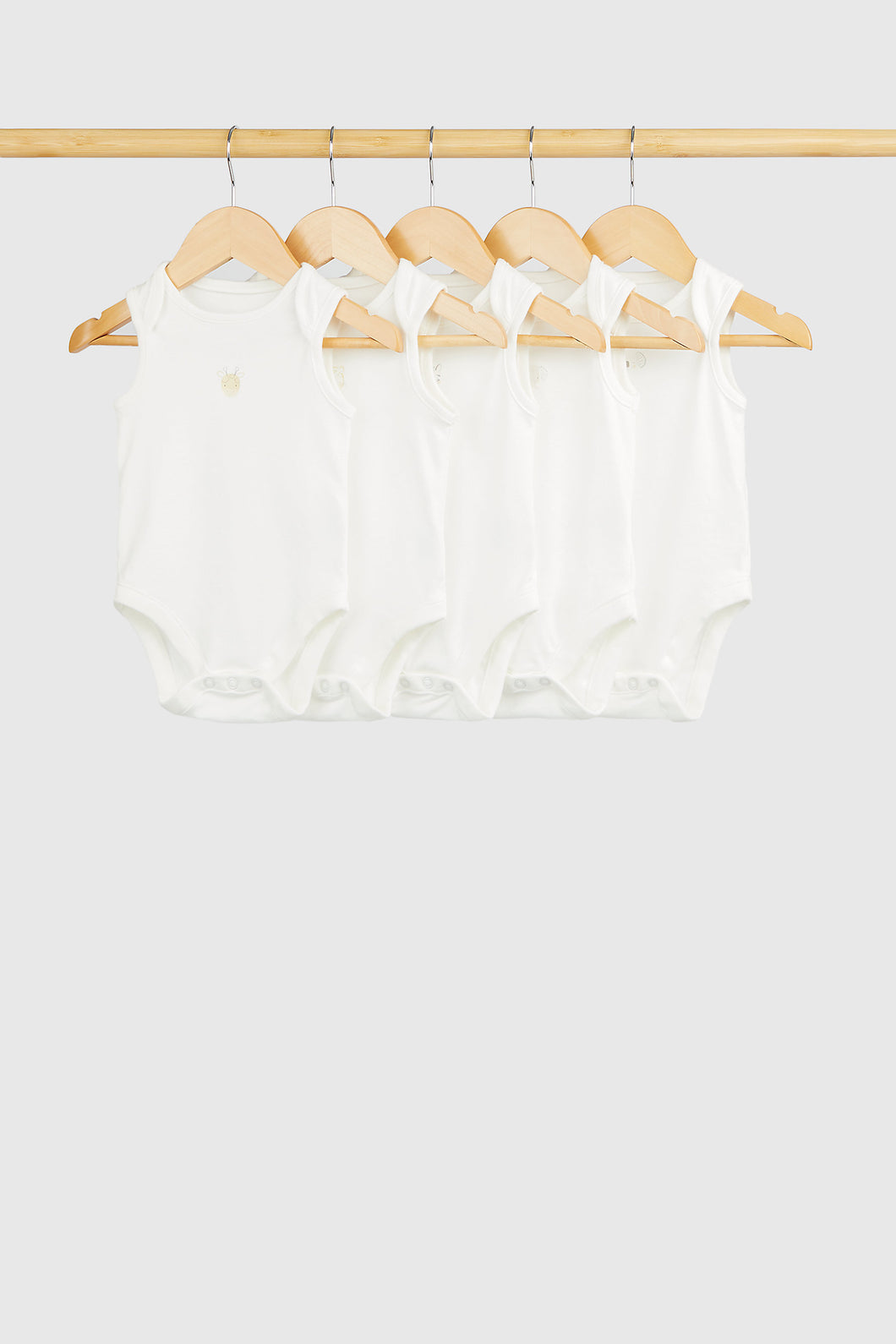 Mothercare Safari Faces Sleeveless Bodysuits - 5 Pack