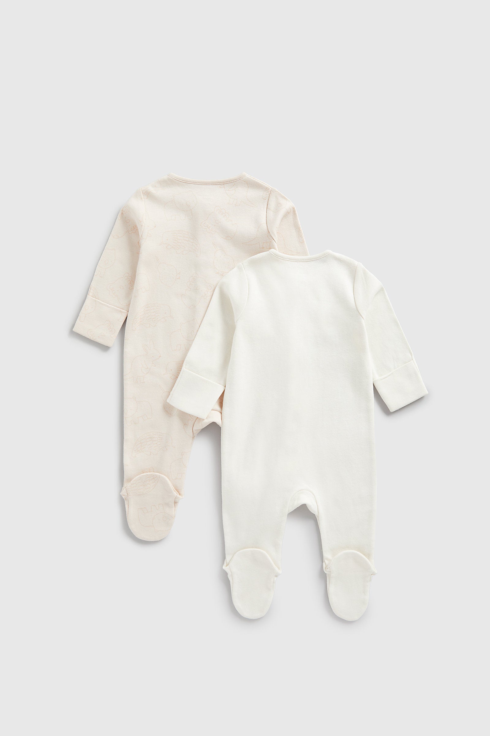 Mothercare My First Bear Zip-Up Baby Sleepsuits - 2 Pack