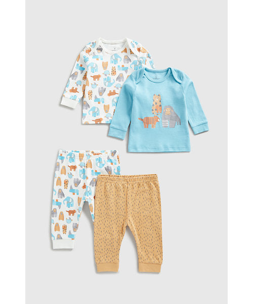 Mothercare Tiger and Elephant Baby Pyjamas - 2 Pack