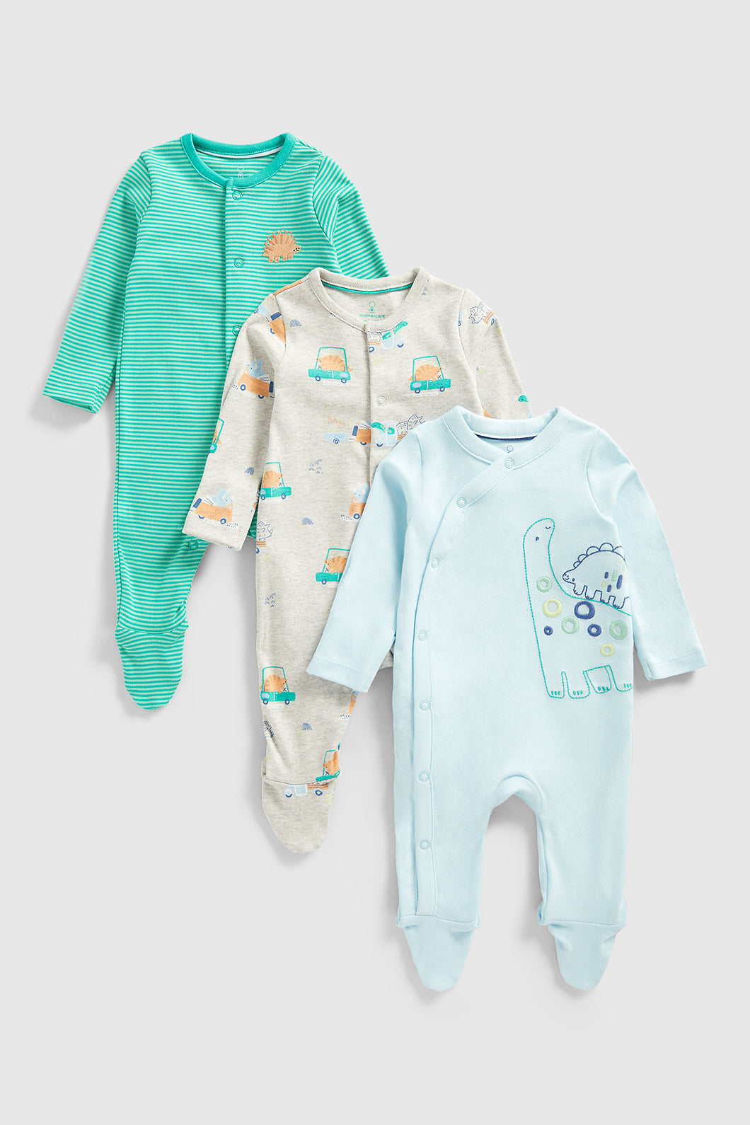 Mothercare Dinosaur All-in-Ones - 3 Pack