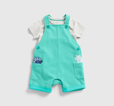 Mothercare Striped Bibshorts and Bodysuit Set