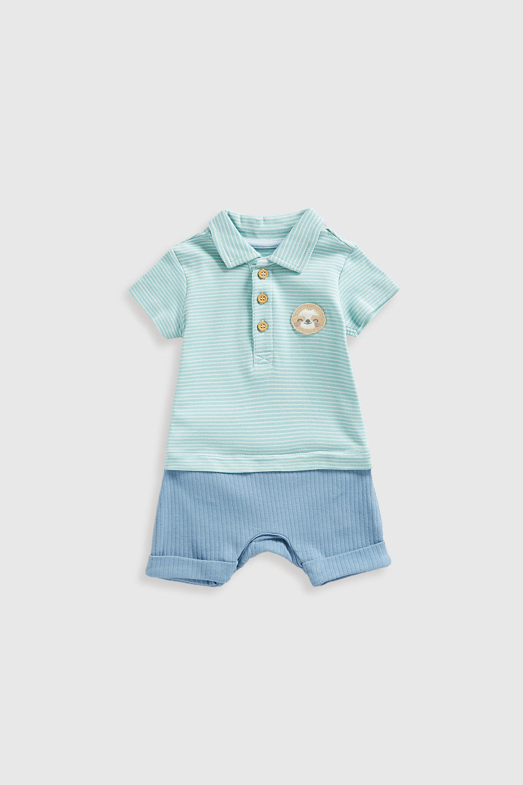 Mothercare Sloth Mock Polo And Shorts Romper