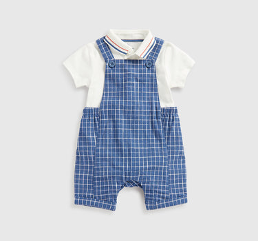 Mothercare Bibshorts and Polo Shirt Bodysuit Set