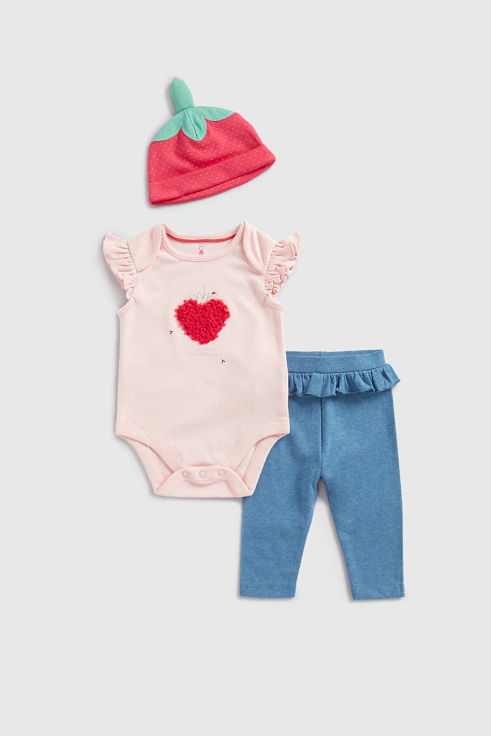 Mothercare Strawberry 3-Piece Baby Outfit Set
