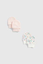 Load image into Gallery viewer, Mothercare Pink and Floral Baby Mitts - 2 Pack
