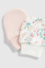 Load image into Gallery viewer, Mothercare Pink and Floral Baby Mitts - 2 Pack
