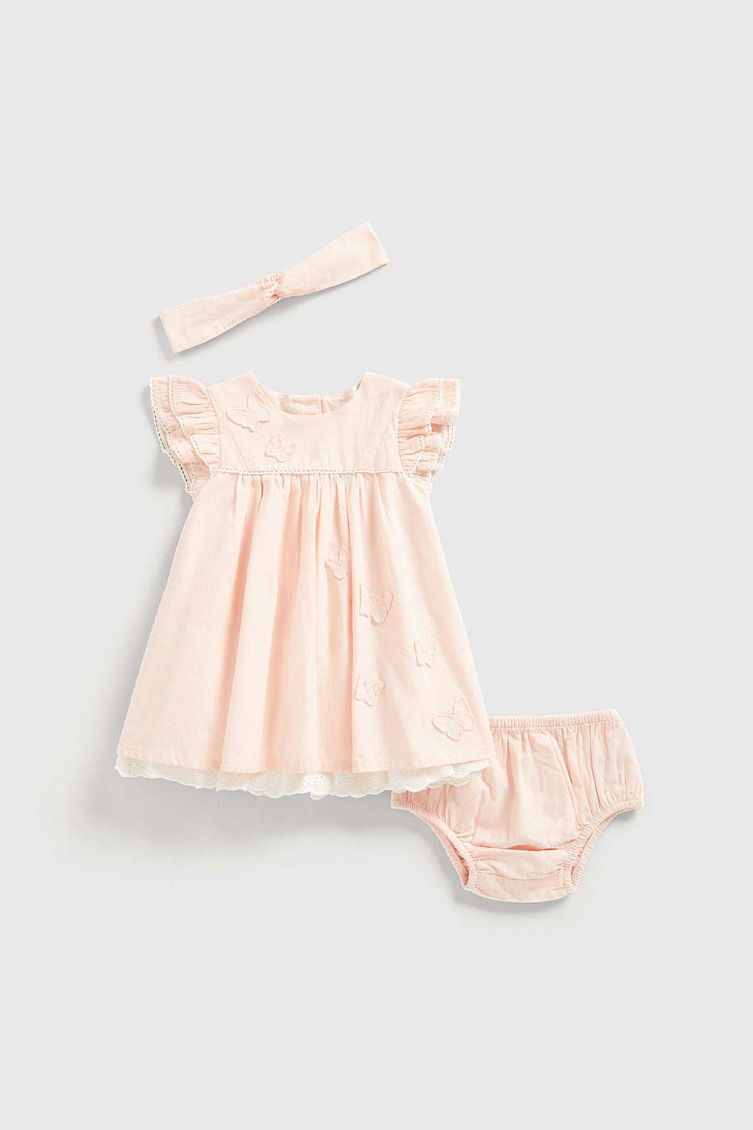 Mothercare Pink Butterfly Dress, Headband and Knickers Set