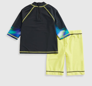 Mothercare Black and Lime Sunsafe Rash Vest and Shorts Upf50+