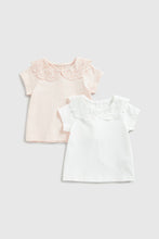 Load image into Gallery viewer, Mothercare Broderie Collar T-Shirts - 2 Pack
