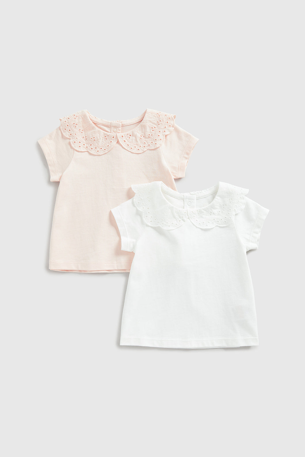 Mothercare Broderie Collar T-Shirts - 2 Pack