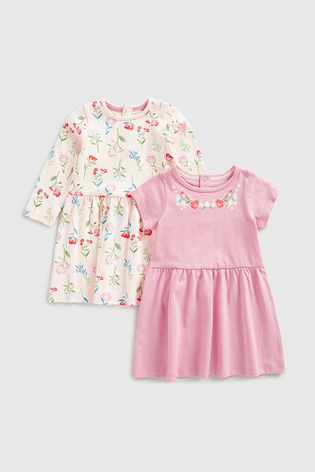 Mothercare Pink Floral Jersey Dresses - 2 Pack