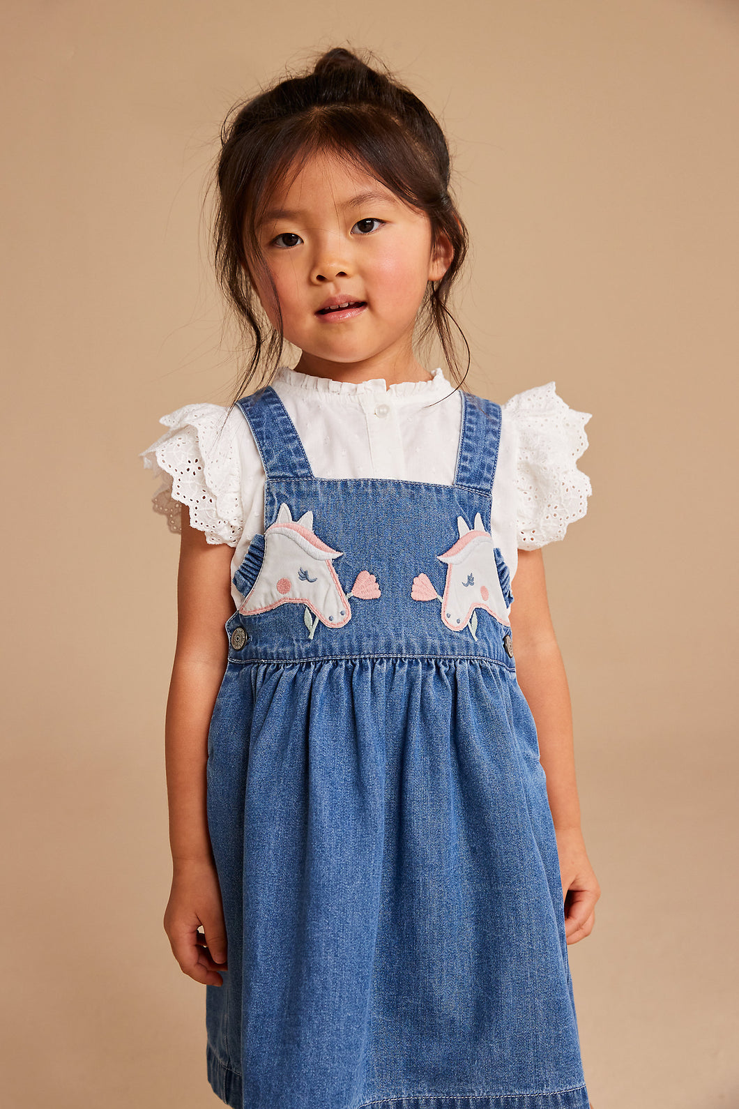 Mothercare Denim Pinny Dress and Blouse Set