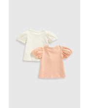 Load image into Gallery viewer, Mothercare Broderie Sleeve T-Shirts - 2 Pack
