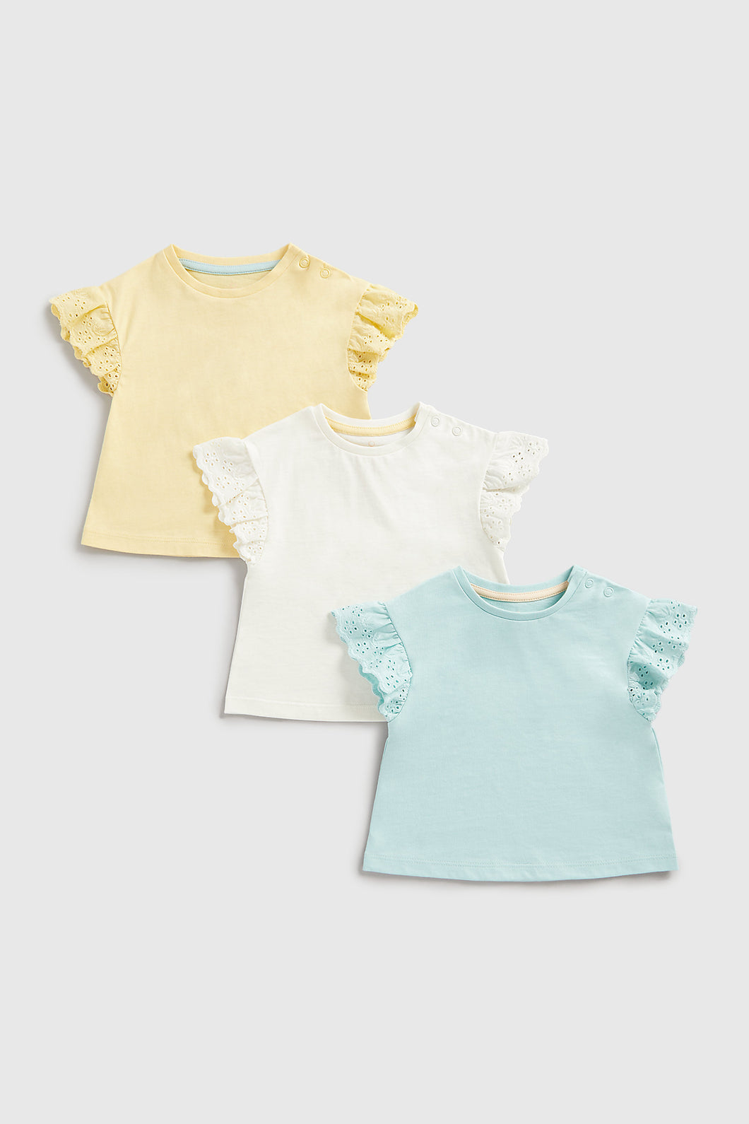 Mothercare T-Shirts with Broderie Sleeves - 3 Pack