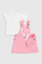 Load image into Gallery viewer, Mothercare Flamingo Pinny Dress And T-Shirt Set
