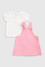 Load image into Gallery viewer, Mothercare Flamingo Pinny Dress And T-Shirt Set
