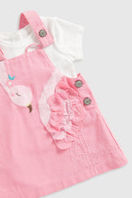 Load image into Gallery viewer, Mothercare Flamingo Pinny Dress And T-Shirt Set

