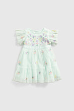 Load image into Gallery viewer, Mothercare Green Embroidered Mesh Dress
