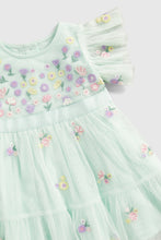 Load image into Gallery viewer, Mothercare Green Embroidered Mesh Dress
