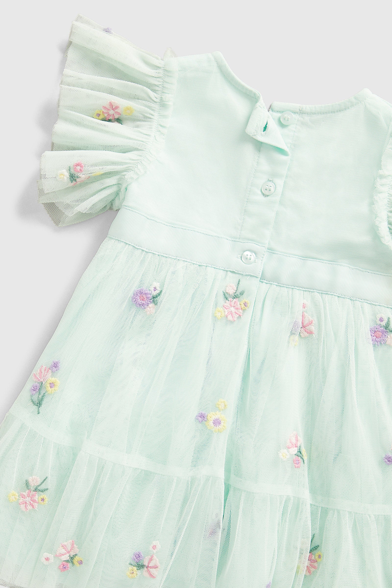 Mothercare Green Embroidered Mesh Dress