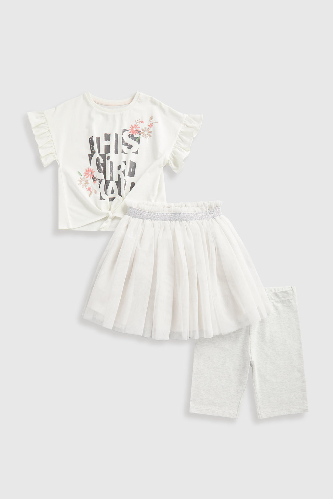 Mothercare T-Shirt, Cycling Short and Tulle Skirt Set