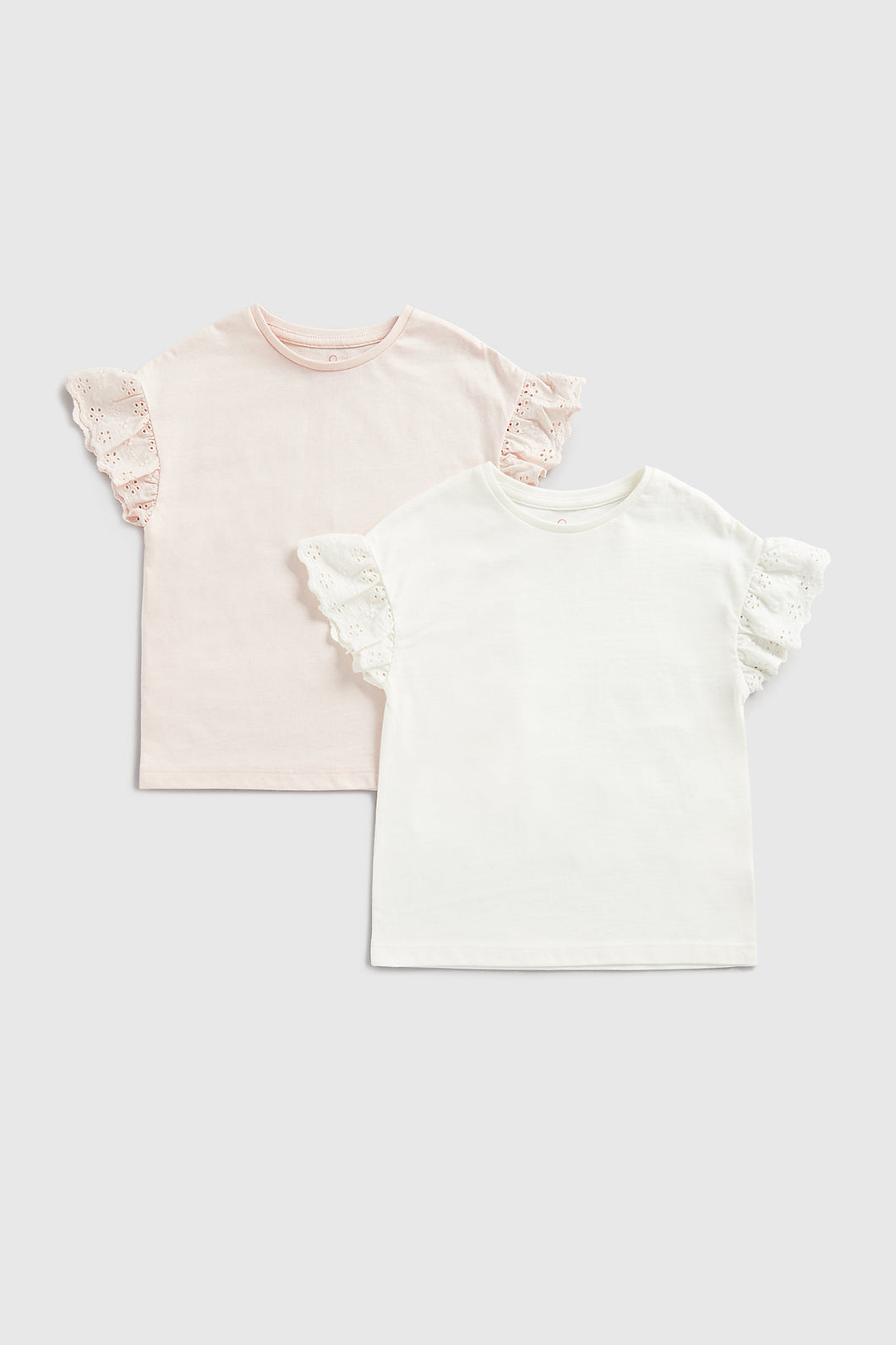 Mothercare Broderie-Sleeve T-Shirts - 2 Pack