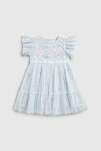 Load image into Gallery viewer, Mothercare Blue Embroidered Occasion Dress
