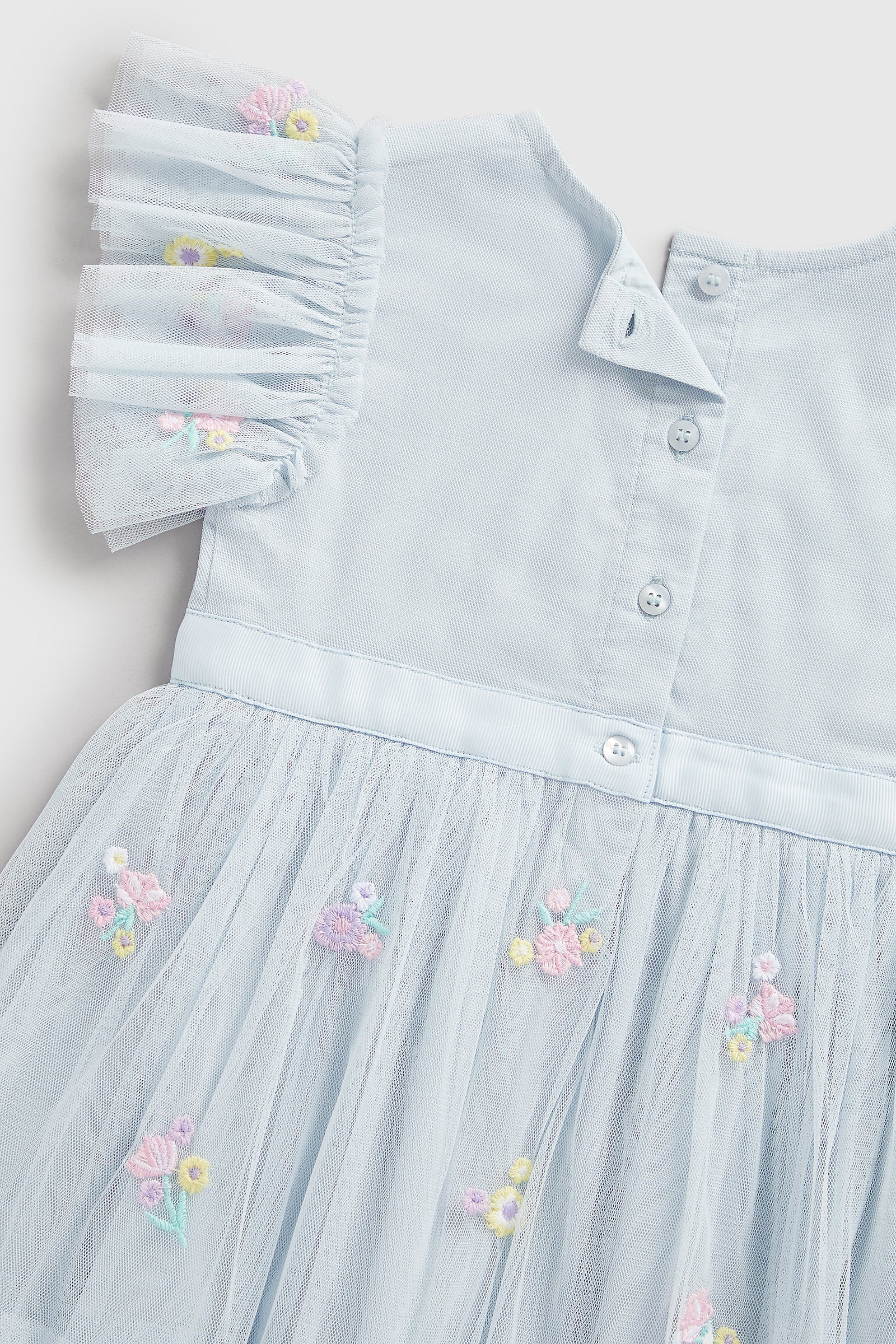 Mothercare Blue Embroidered Occasion Dress