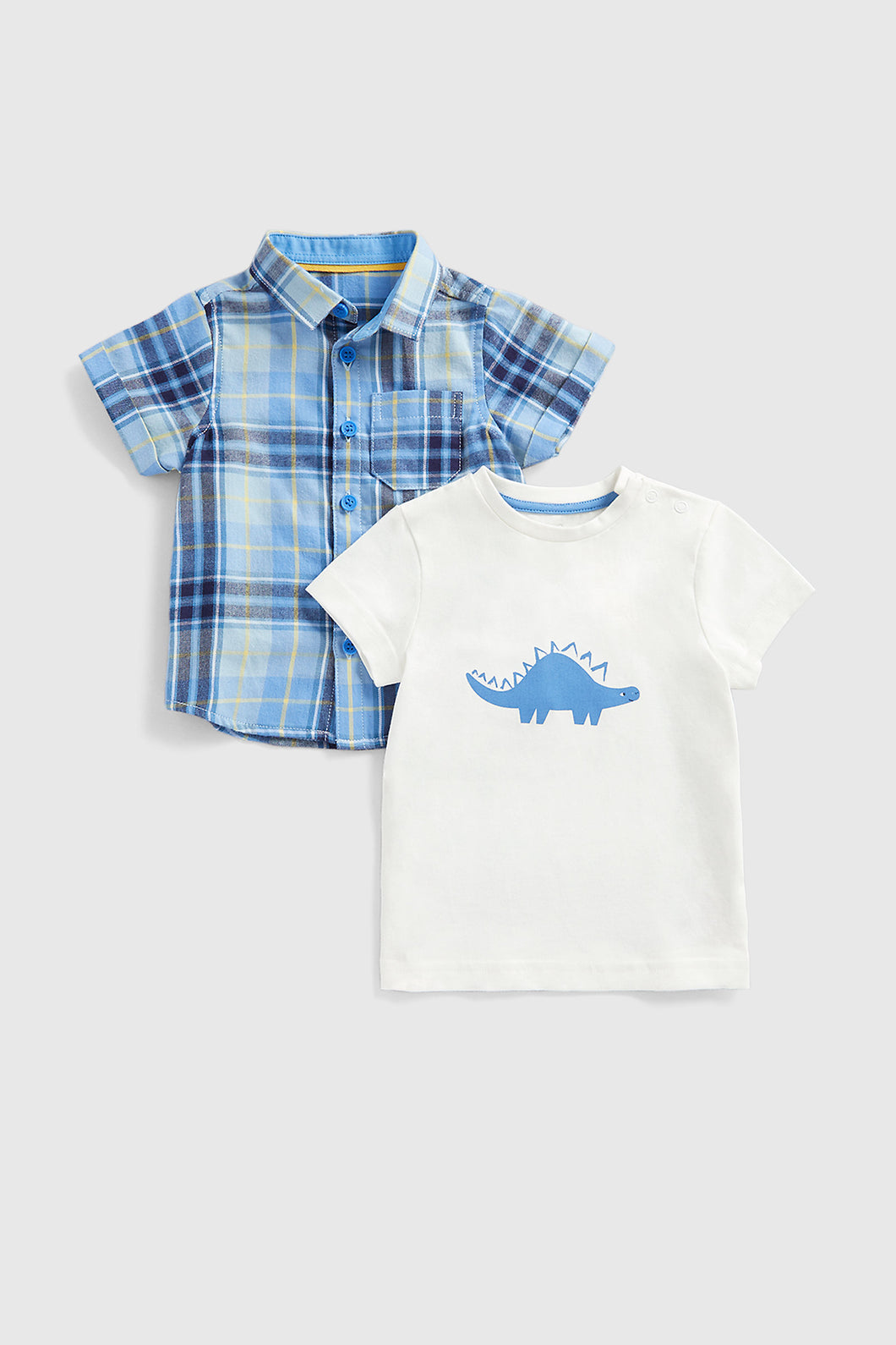 Mothercare Shirt and Dinosaur T-Shirt Set