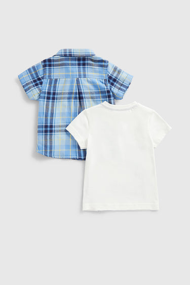 Mothercare Shirt and Dinosaur T-Shirt Set