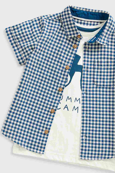 Mothercare Gingham Shirt and T-Shirt Set