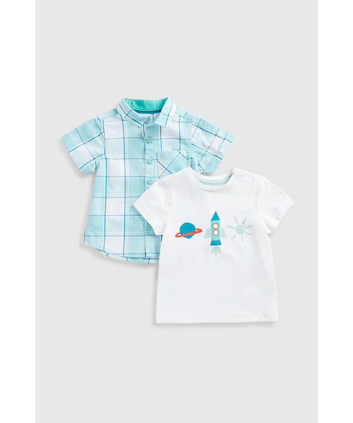 Mothercare Shirt And Rocket T-Shirt Set