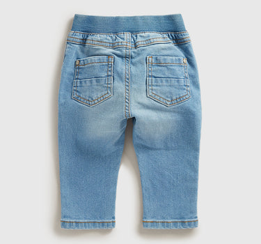 Mothercare Light-Wash Ribbed-Waist Denim Jeans