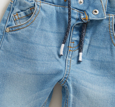 Mothercare Light-Wash Ribbed-Waist Denim Jeans