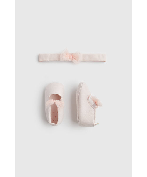 Mothercare Pink Pram Shoes and Headband Set