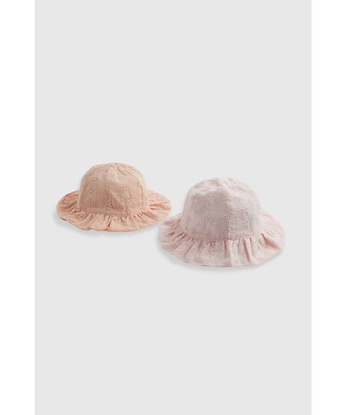Mothercare Pink Broderie Sunsafe Sun Hats - 2 Pack