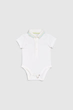 Load image into Gallery viewer, Mothercare Striped Bibshorts And Polo Bodysuit Set
