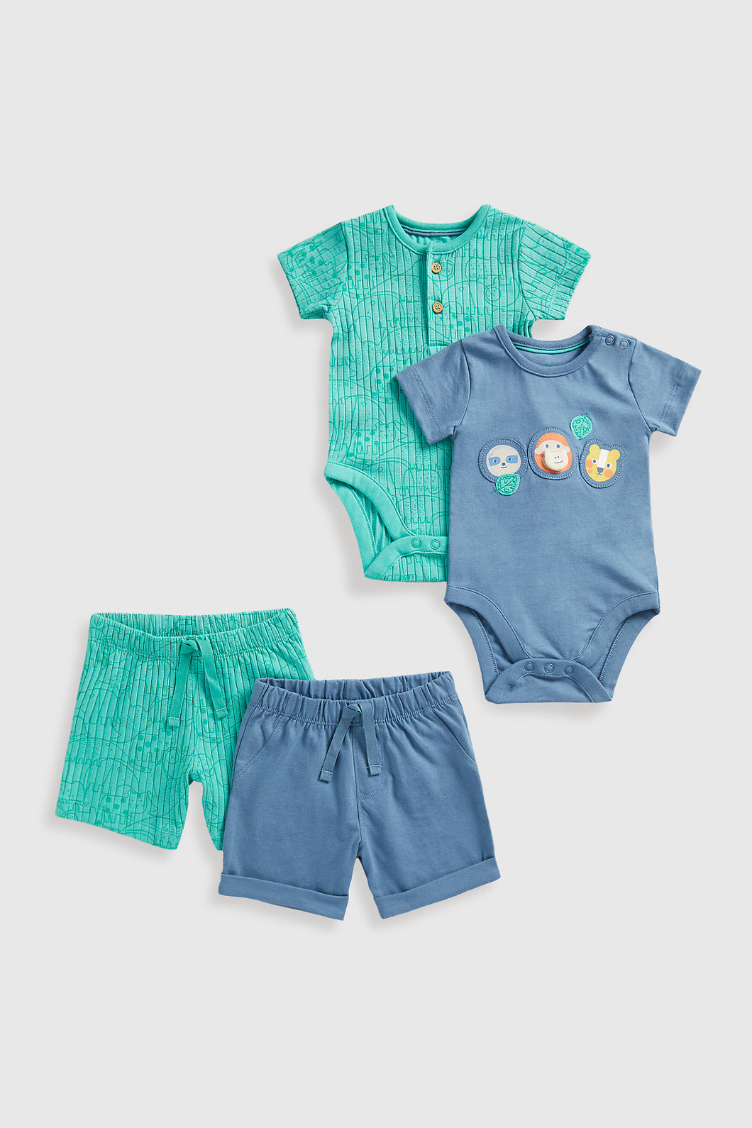 Mothercare Jungle Bodysuits And Shorts Set - 4 Piece Set