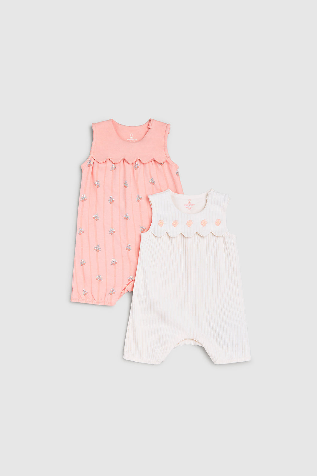 Mothercare Scalloped Rompers - 2 Pack
