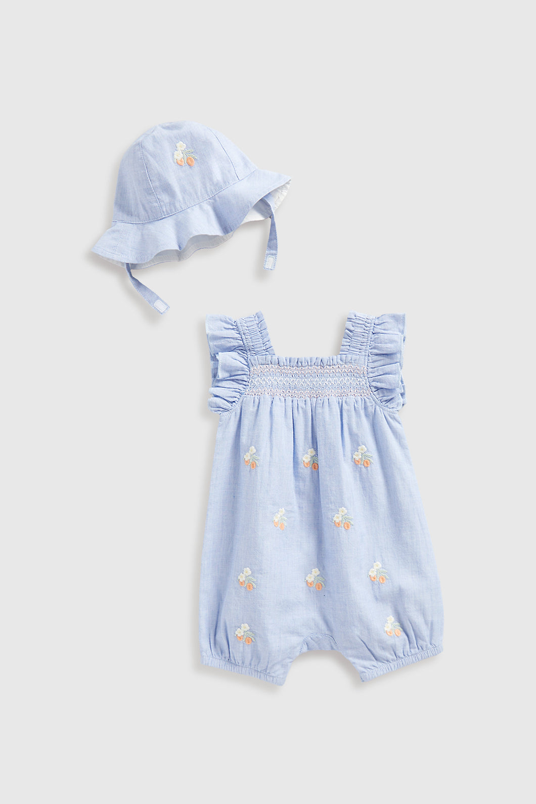 Mothercare Blue Romper And Hat Set